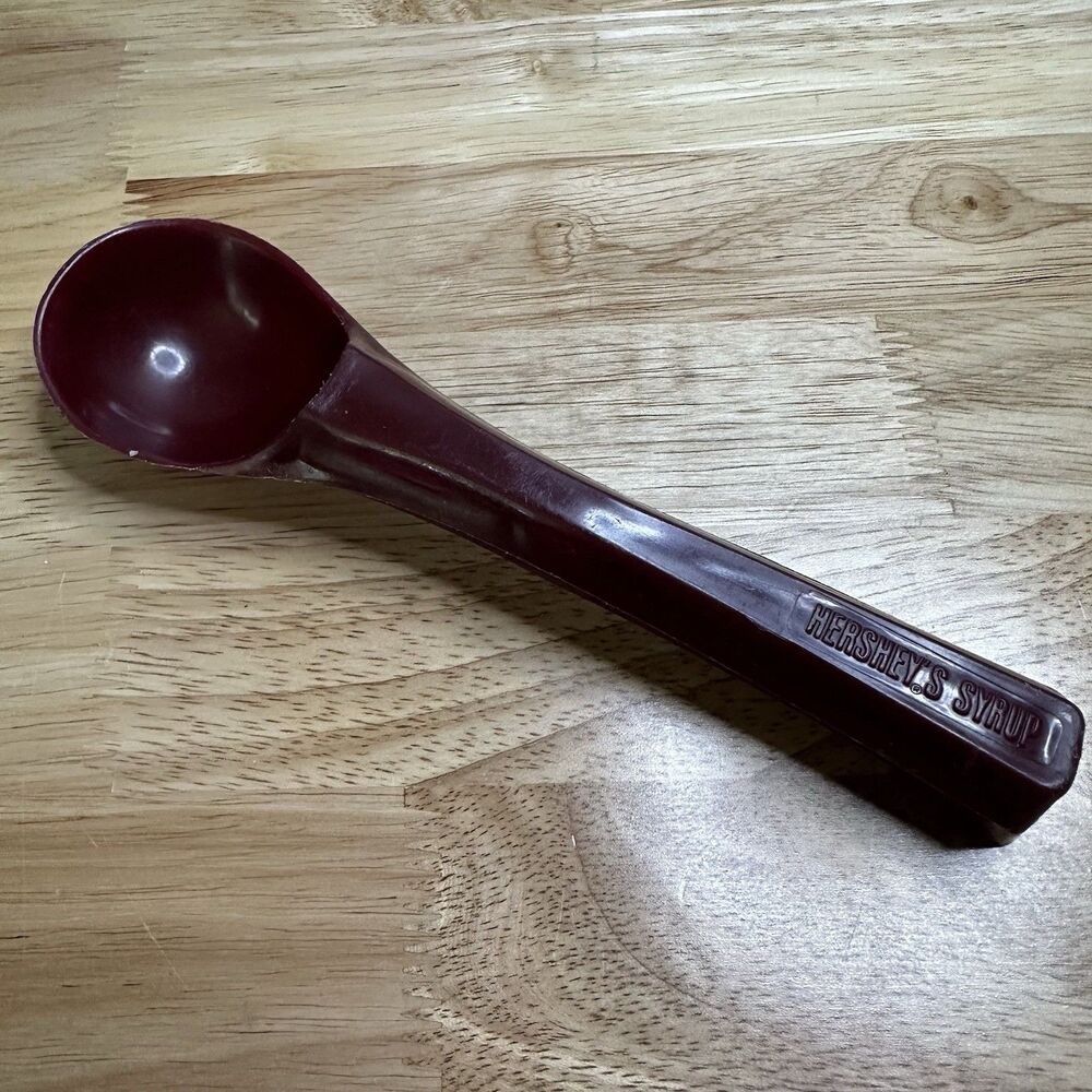 Vintage HERSHEYS SYRUP Red Burgundy Color Plastic Advertising Ice Cream Scoop